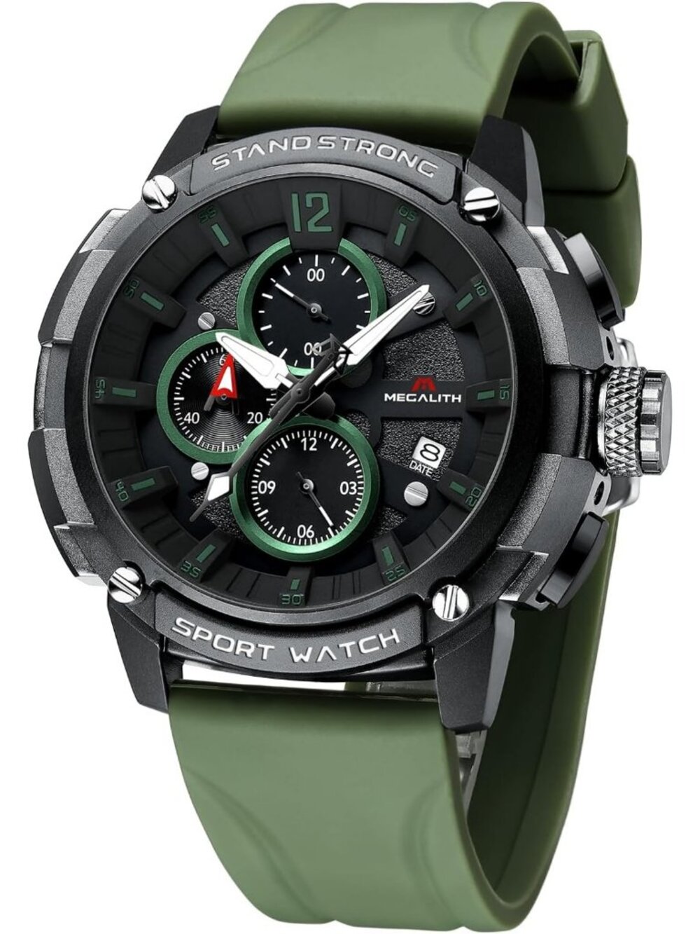 Men's Green Analog Quartz Heavy Duty Waterproof Chronograph Luminous Wrist Watch